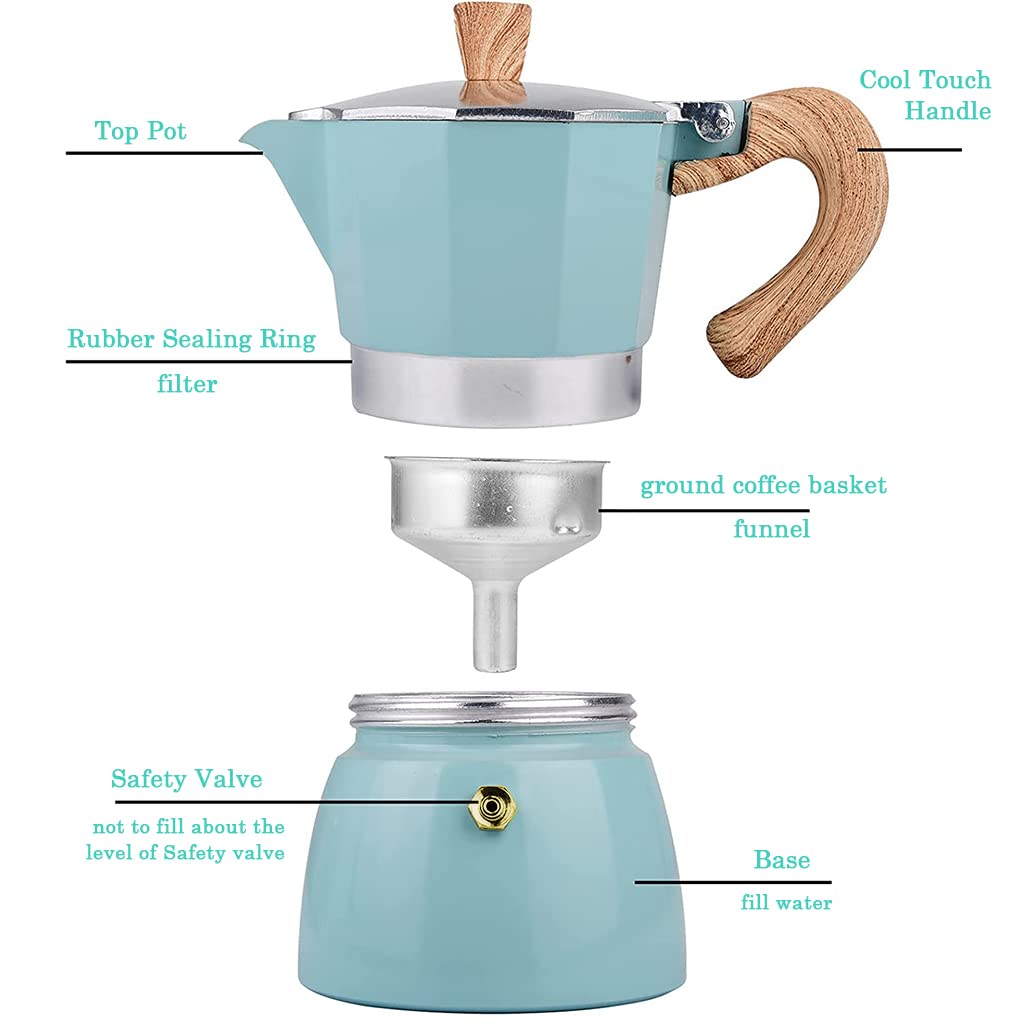 HASTHIP® Moka Pot Coffee Maker 300ml Stovetop Espresso Maker for 6 Cups Coffee Italian Coffee Maker Moka Pot Aluminum Alloy Manual Cuban Coffee Percolator Machine for Cappuccino Latte HASTHIP® Moka Pot Coffee Maker 300ml Stovetop Espresso Maker for 6 Cups Coffee Italian Coffee Maker Moka Pot Aluminum Alloy Manual Cuban Coffee Percolator Machine for Cappuccino Latte